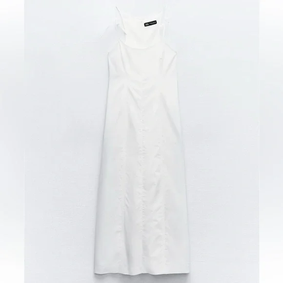 NWT 🤍ZARA BOW GABARDINE MIDI DRESS - Picture 3 of 8